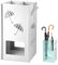 DoeDoefong Porte-Parapluie Avec 4 Crochets et 2 Zones Séparées, Bois+PVC Support à Parapluies Porteparapluies Porte Parapluie Blanc , Motif Évidé, Élément Décoratif pour Couloir et Entrée