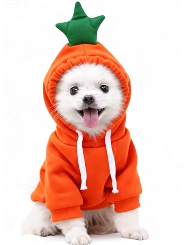 HundeKostüm Hoodie, Karotte Hundepullover mit Fleece, Warme Hunde Mantel, Weicher Hundesweatshirt, Kapuzenpulli Hund Overall, Kostüme Für Kleine Mittel, Hunde Katzen Und Haustiere XXS
