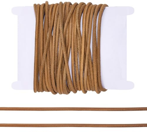 BENECREAT Cordon Tressé Rond en Cuir de Vache Véritable de 9.1 m Cordon en Cuir Péruvien de 5mm pour la Fabrication de Colliers Bracelets Bijoux et Loisirs Créatifs