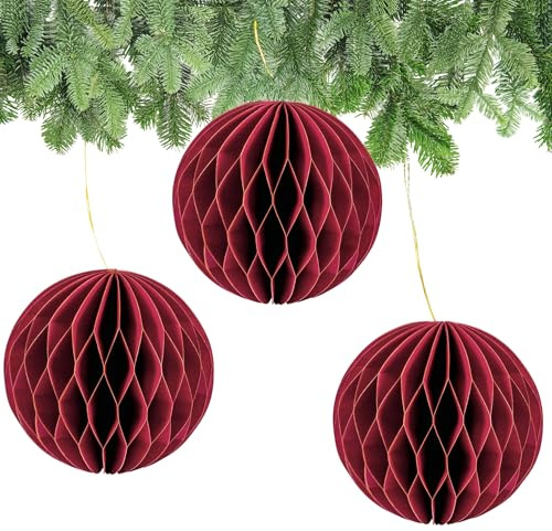 matches21 HOME & HOBBY Weihnachtsdeko Weihnachtskugeln zum Aufhängen Rot 6er Set - 15 cm Papier Weihnachtsbaumschmuck