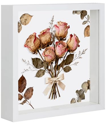 Bilderrahmen zum Befüllen, 3D Objektrahmen Tiefer 3 cm, Tiefer Bilderrahmen zum Befüllen 30 x 30 cm, Tiefer Rahmen für Wand & Desktop, 3D Fotorahmen für Blumen,Kunstwerke, Weiß