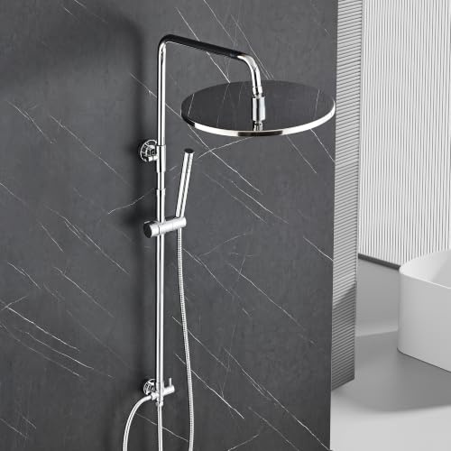 Görbach Edelstahl Duschset ohne Armatur, XXL Kopfbrause 30 cm Chrom | Regendusche Duschsystem mit Höhenverstellbare Duschstange 74–114cm, Geeignet für vorhandene Bohrlöcher, Premium Regendusche