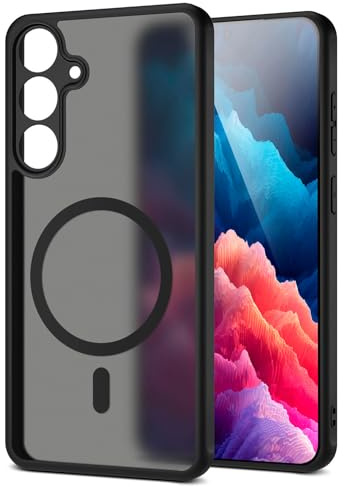 moex für Samsung Galaxy S25 Edge Hülle kompatibel mit MagSafe, Handyhülle Hardcase Stoßfest mit Kameraschutz, Translucent Back Cover, Schutzhülle Wireless Charging, Halo Case, Schwarz