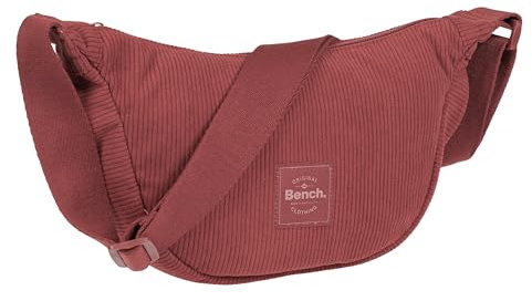 Bench Handtasche Damen Mädchen Schultertasche Moon Bag Tasche Umhängetasche Freizeittasche Schultergurt Slingbag Sichelform Crossbody Cord Medium Size 64230 + Etui | Cord Handtasche