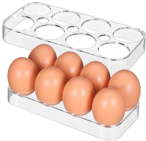 lomdung 2 Stück Eier Aufbewahrung Kühlschrank, 17.5x8.5x2.2cm, für 8 Eier | Eierhalter Kühlschrank, Stabile Eieraufbewahrung, für Private Küchen und Lebensmittellager in Restaurants