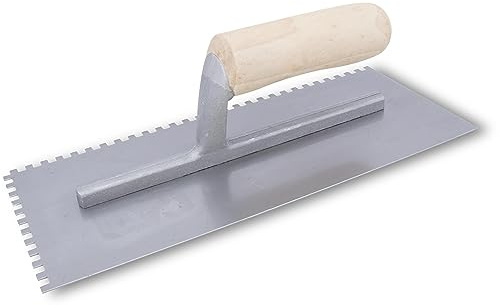 Gezahnte Kelle - SQ- 4,5x4,5x4,5 mm -Holzgriff, Stahl, 279x114 mm