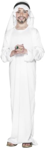 Smiffys Arabian Costume, White with Robe & Headpiece, Christmas Children's Fancy Dress, Santa Dress Up Costumes
