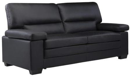 Vente-Unique - Ledersofa 3-Sitzer - Büffelleder - Schwarz - Mimas