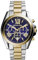 Michael Kors Damen Quartz Armbanduhr, 43.00mm GehäusegröÃŸe mit blau analog Zifferblatt und zweifarbig Armband MK5976