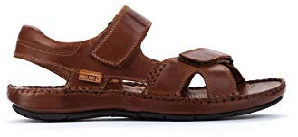 Sandales Plates en Cuir Tarifa pour Homme Color Cuero