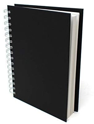 Artway Studio - Spiralgebundenes A5-Skizzenbuch - Hochformat - 96 Seiten/48 Blätter aus 170 gsm Papier - Schwarzes Skizzenbuch mit festem Einband, Schwarz