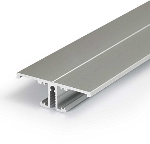 2m Aluprofil BACK (BA) - Eloxierte Aluminium Profil-Leiste für LED Streifen | Set inkl. transparenter Abdeckung, Montage-Klammern & Endkappen (2 Meter slide)