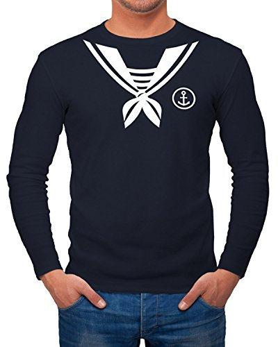 MoonWorks Herren Long-Sleeve Matrose Matrosin Sailor Fasching Fastnacht Kostüm Karneval Verkleidung lustig Langarm-Shirt