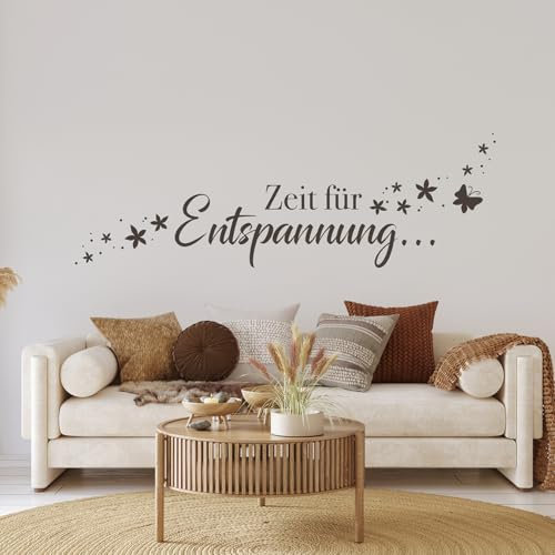 tjapalo® s-pkm 412 Wandtattoo Wohnzimmer sprüche Wandtattoo Badzimmer Wandsticker Schlafzimmer Wandspruch Sprüche Zeit zur Entspannung pkm412 Wasserfest - in vielen Farben (B100 x H32 cm)