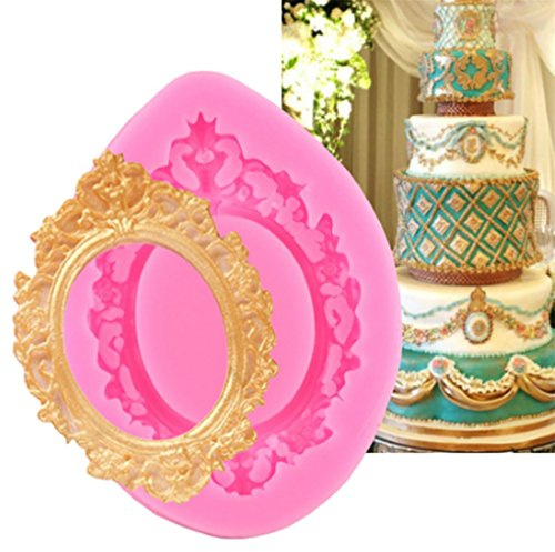Bigsweety Vintage Photo Frame Fondant Mould Flower Lace Silicone Moulds DIY Sugarcraft Cake Decorating Tools Chocolate Baking Moulds