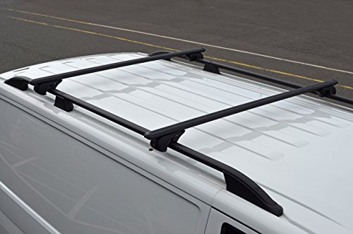 Black Cross Bars For Roof Rails To Fit Transit Custom (12+) 100KG Lockable