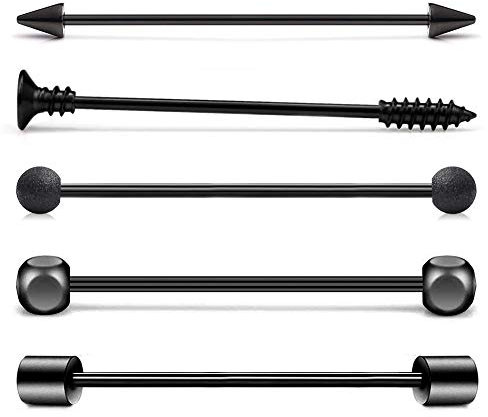 Funseedrr 5er Industrial Barbell Piercing Stab 38mm Edelstahl 14 Gauge Ohr Piercing Schmuck