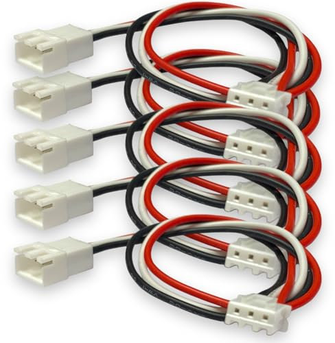 5X Stück JST-XH Premium 2S 3Pin Balancerkabel je 30cm Kabel Verlängerung Ladekabel XH Stecker auf Buchse 24AWG Adapterkabel für Lipo Akku von Mr.Stecker Modellbau®