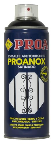 ESMALTE PROANOX DIRECTO SOBRE ÓXIDO EN SPRAY. SATINADO. Rojo Óxido. 400 ML. PROA. Esmalte antioxidante para metales sin necesidad de imprimación. Exterior e interior.