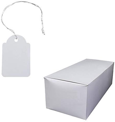 1.000 Hängeetiketten mit Faden Karton 36x53 mm weiss | PB-Onlinehandel