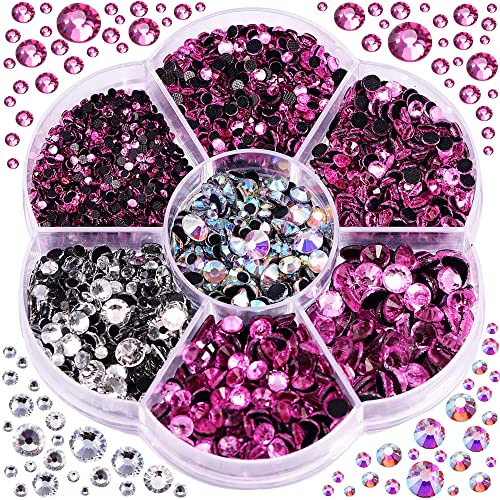 Blinginbox – Boîte de 3 000 strass thermocollants de différentes tailles pour vêtements, rose