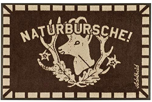 Wash + Dry Waschbare Fußmatte Adelheid Naturbursche Hirsch 50x75 cm Fußabstreifer mit Teppichflor