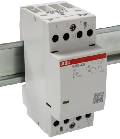 ABB Protecta Plus ESB25-40N-01 24V AC/DC Installation Contactor • 25 A Rated Current • 4 NO 4-Pole Modular Contactor • DIN Rail Mount 36 mm Width • 1SAE231111M0140