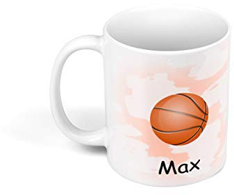 Sunnywall Personalisierte Kinder-Tasse aus Kunststoff mit Namen Riesige Auswahl an Motiven bruchsicher (Basketball 04)