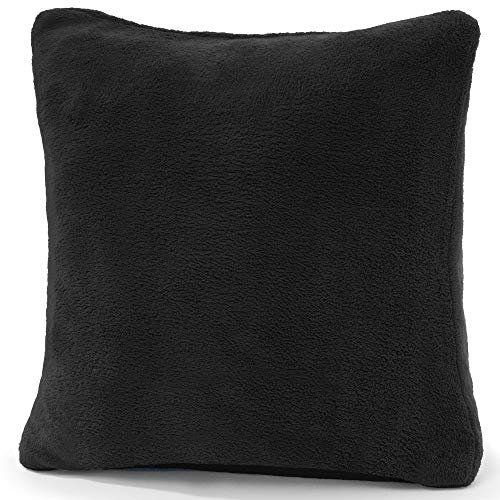 CelinaTex Xanio Dekokissen mit Innenkissen 45 x 45 cm schwarz Coral-Fleece Sofakissen Mikrofaser Kuschelkissen