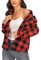 Enjoyoself Chemisier Carreaux Femme 100% Coton Chemise Bucheron Western Décontractée Classique Retro Ecossaise Coton Flanelle Blouse Gilet T Shirt Casual Vintage,Rouge 3,M