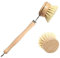 Natural Dish Brush, Eco Friendly Washing Up Scrubbing Brush, 2 Replacement Heads, Natural Sisal Hemp and Beech Wood Dish Brushes, Wooden Kitchen Brushes, Zero Waste Cleaning Products for Home