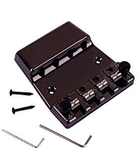 Alnicov Ponte per basso, chitarra elettrica per riparazione ponte per basso con borchie e chiavi per basso a 4 corde o chitarra a forma di scarpa nera