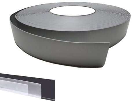Flexible Leiste PVC selbstklebend Profi Trockenkleber von MadeInNature Höhe 50mm, 70mm oder 100mm Länge wählbar (H50mm x Länge 40ml, Hellgrau)