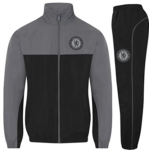 Chelsea FC - Herren Trainingsanzug - Jacke & Hose - Offizielles Merchandise - Geschenk für Fußballfans - Grau - L