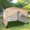 Pop-Up-Pavillon 3x3m Falt Pavillon mit Seiten 2 Windstäben und 4 Gewichtssäcken und silberfarbener Schutzschicht wasserdicht Festzeltüberdachung WS (Beige)