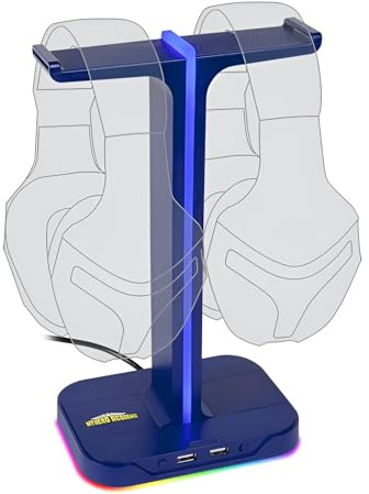 Konix My Hero Academia Doppel-Headset-Halter Gaming - Regenbogenbeleuchtung - Blau