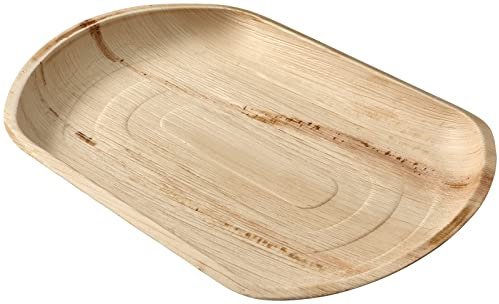 Judge Pure Leaf Disposable Serving Trays, Pack of 3 Areca Palm Leaf Serving Trays 14 x 10/36 x 25cm, Fridge and Freezer Safe, Microwaveable