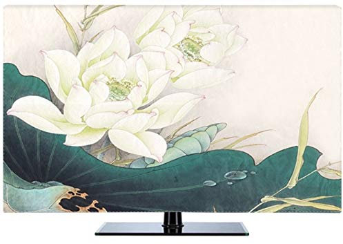19 - 80 22 Inch 75 Inch Screen TV Cover Decorative Hood Curtain Painting Locus Waterproof Green Blue Tv cover (Color : Light Yellow, Specification : 75 inch)