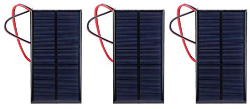 Risegun 3Pcs Module de Panneau Solaire, 6V 1W Mini Chargeur Solaire Portable Power Panneau Solaire Chargeur de Batterie Panneau Solaire Epoxy Module de Carte Cellulaire avec Câble de 30cm