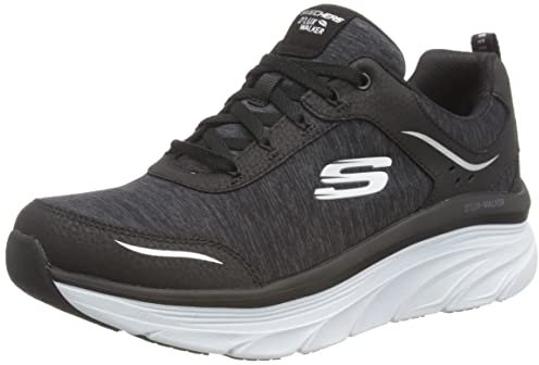 Skechers D'lux Walker, Sneaker Donna, Black Leather Mesh White Trim 336, 37 EU
