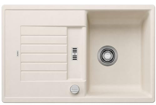 BLANCO ZIA 45 S Fregadero de granito de color blanco suave de SILGRANIT, tipo de montaje: instalación desde arriba, reversible, para armarios inferiores de 45 cm de ancho, lavabo grande, superficie