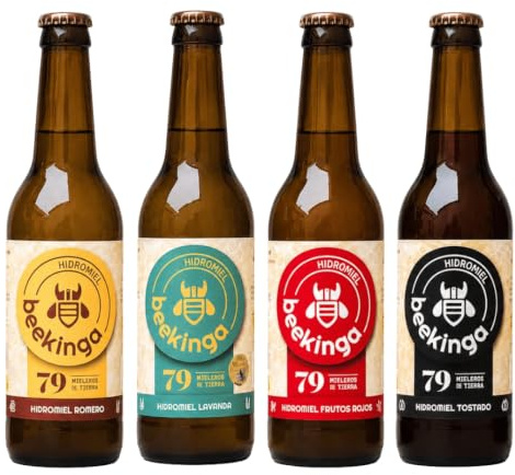 Pack Degustación Hidromiel Beekinga de 6 botellines de 33cl. 2 botellines de Romero, 1 botellín de Lavanda, 1 botellín Tostado y 2 botellines de Frutos Rojos