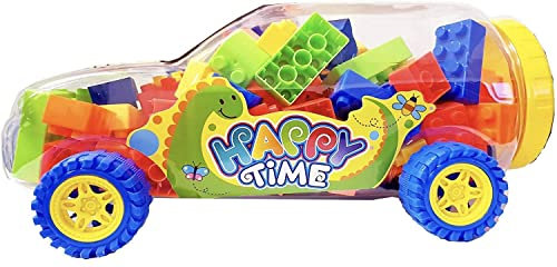 ADEPTNA Large 120 PCS Educational Building Blocks Game for Kids Children - Plastic Bricks Building Blocks in Transparent Car