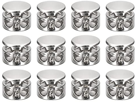 uxcell Metall-Kordelschlösser, Federstopper, Schieber, Knebelverschluss für Taschen, Rucksäcke, Kleidung, Schlüsselbänder,, Weißes Nickel, 3 mm