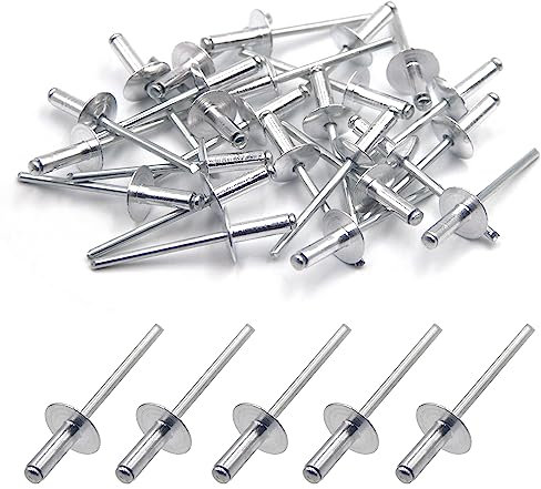 BESTYCHAO 50pcs Rivets aveugles en aluminium à large aile 4mm x 12mm, paquet de 50 (argenté)