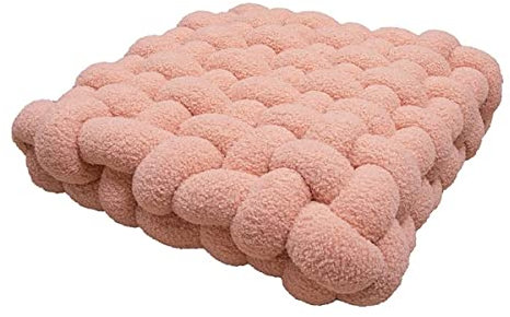 Kissen Deko Kuschelkissen Plüsch-Knoten-Ball-Kissen Geknotetes Kissen Knot Kopfkissen Dekokissen flauschig Zierkissen geflochten für Sofa, Bett, dekorativ,Pink, 30×50×12CM