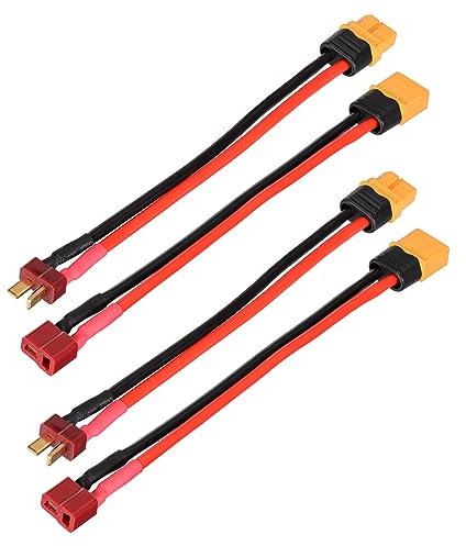 ELFCULB 2 Paar XT60 auf T Stecker Kabel, 12AWG XT60 Stecker Buchse auf T Stecker mit PVC Kabel für RC Lipo Drohne(15 cm)