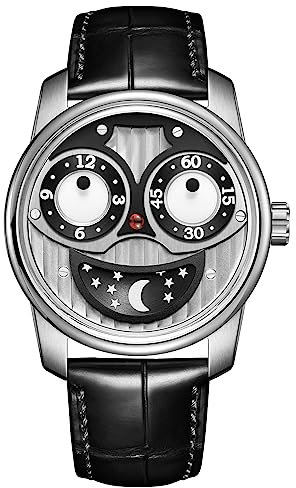 OBLVLO Herren Jorker Kreatives Design Big Joker Zifferblatt Mechanische Armbanduhren Leder wasserdichte Designer Sport Uhr JK (JM-YBB)