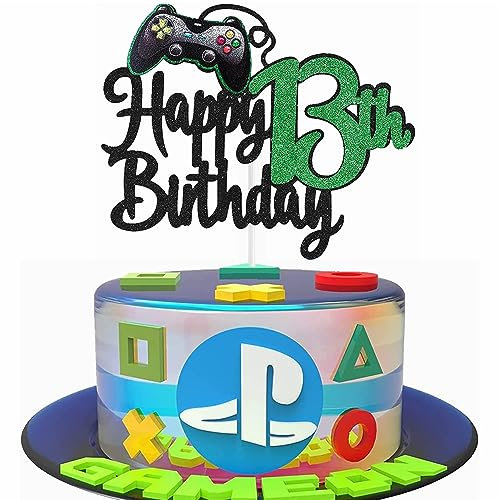 Kiwochy Geburtstag Videospiel Torten Deko Gaming Dekoration Happy 13th Birthday Tortendeko Videospiel Cupcake Topper Geburtstag Junge Videospiel Torten Deko für Spiel Thema Party Dekoration