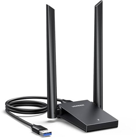 UGREEN Clé WiFi 6 AX1800Mbps Adaptateur USB 3.0 5GHz 2.4GHz Antenne Double Bande 5dBi Dongle WPA3 Soft AP Mode Réseau sans Fil pour PC Laptop Compatible avec Windows 11 10
